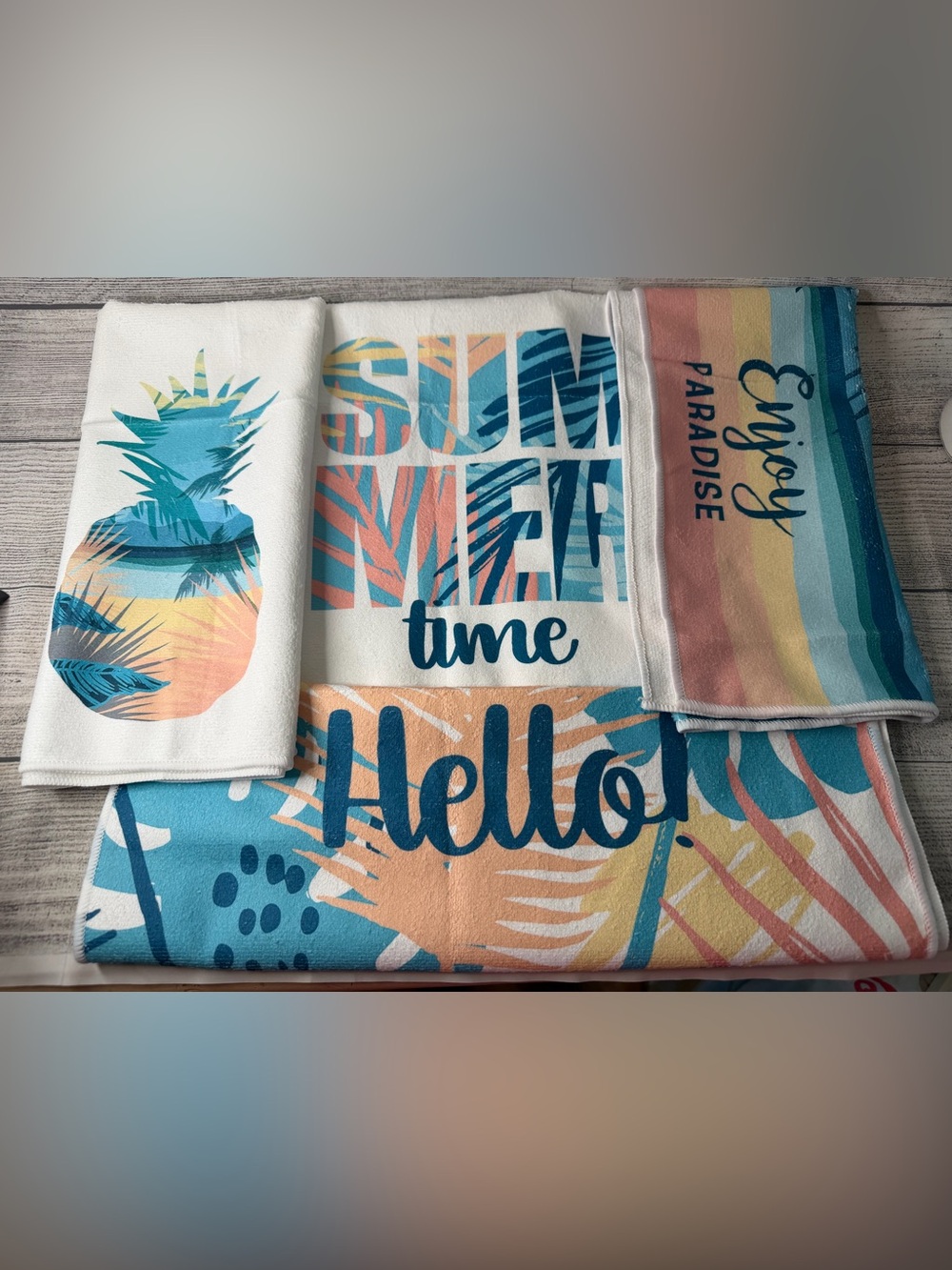 Hello Summer Kitchen Towels 18x26 Inch Set of 4